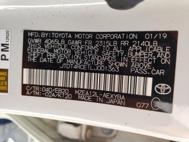 Photo 12 VIN: JTDT4RCE1LJ001363 - TOYOTA COROLLA XS 