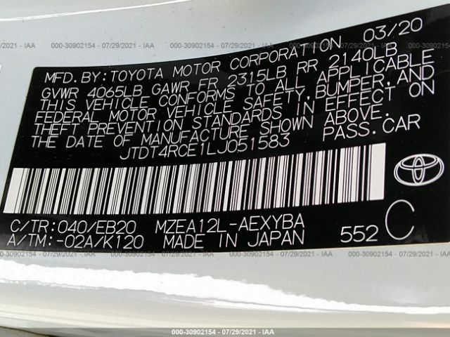 Photo 8 VIN: JTDT4RCE1LJ051583 - TOYOTA COROLLA 