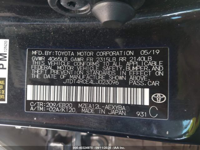 Photo 8 VIN: JTDT4RCE4LJ023096 - TOYOTA COROLLA 