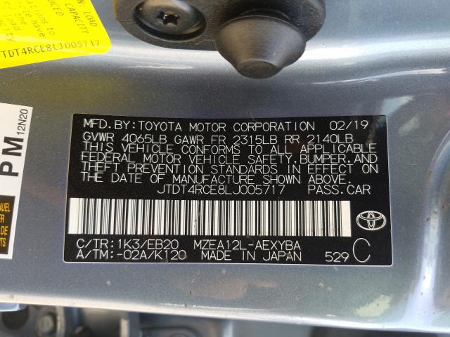 Photo 9 VIN: JTDT4RCE8LJ005717 - TOYOTA COROLLA XS 