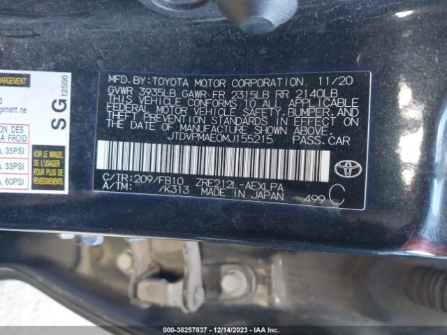 Photo 8 VIN: JTDVPMAE0MJ155215 - TOYOTA COROLLA 