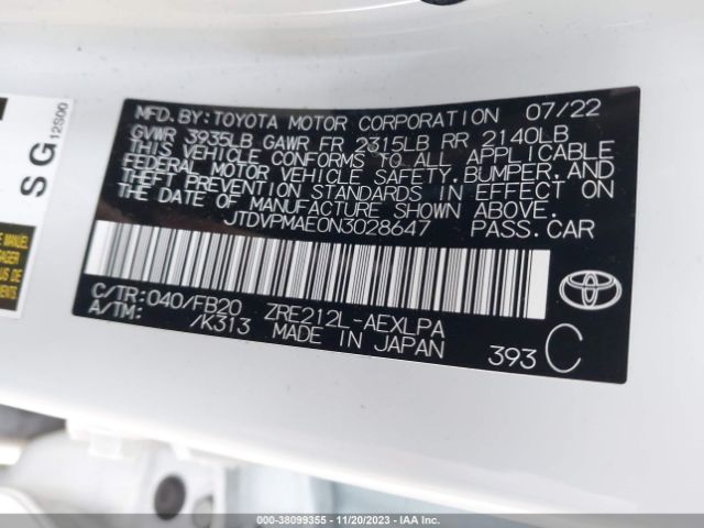 Photo 8 VIN: JTDVPMAE0N3028647 - TOYOTA COROLLA 