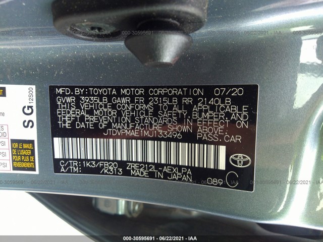 Photo 8 VIN: JTDVPMAE1MJ133496 - TOYOTA COROLLA 