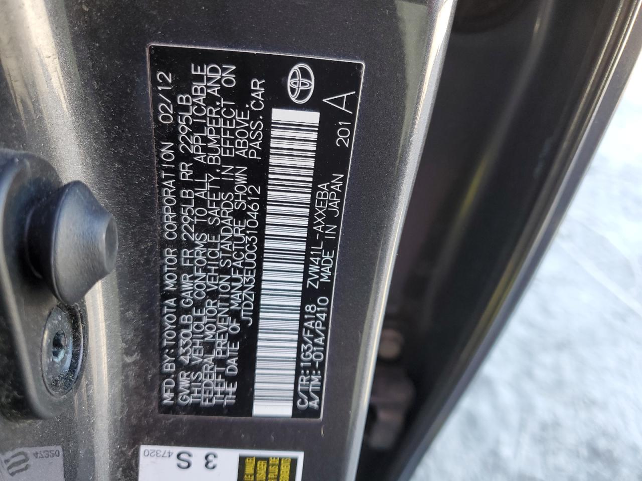 Photo 11 VIN: JTDZN3EU0C3104612 - TOYOTA PRIUS 