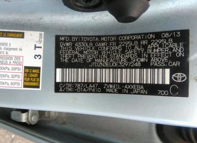 Photo 8 VIN: JTDZN3EU0E3297248 - TOYOTA PRIUS V 