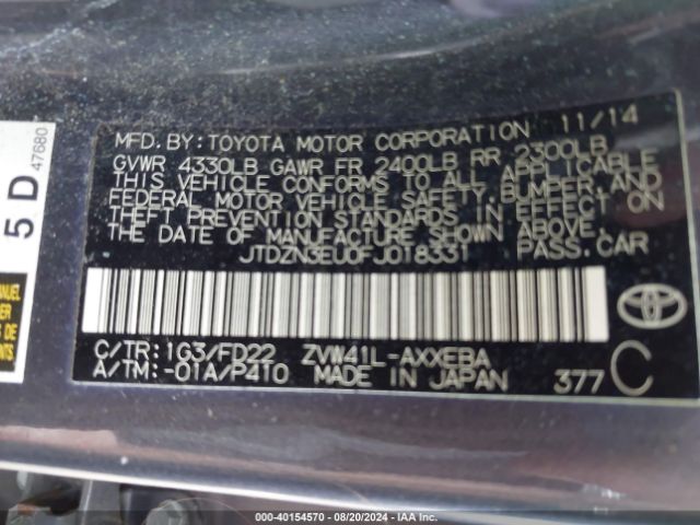 Photo 8 VIN: JTDZN3EU0FJ018331 - TOYOTA PRIUS V 