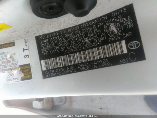 Photo 8 VIN: JTDZN3EU1E3304899 - TOYOTA PRIUS V 