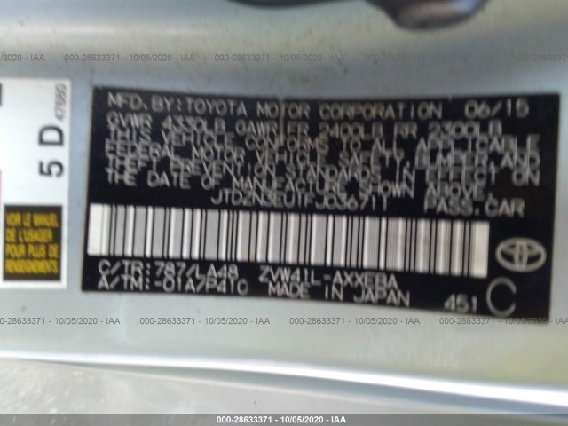 Photo 8 VIN: JTDZN3EU1FJ036711 - TOYOTA PRIUS V 