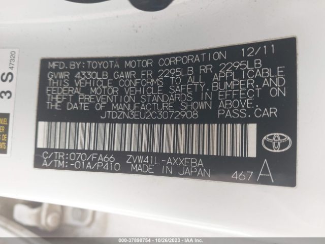 Photo 8 VIN: JTDZN3EU2C3072908 - TOYOTA PRIUS V 