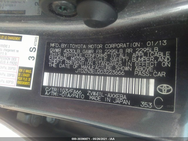 Photo 8 VIN: JTDZN3EU2D3223666 - TOYOTA PRIUS V 