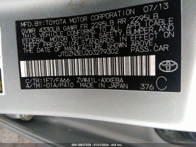 Photo 8 VIN: JTDZN3EU2D3279302 - TOYOTA PRIUS V 