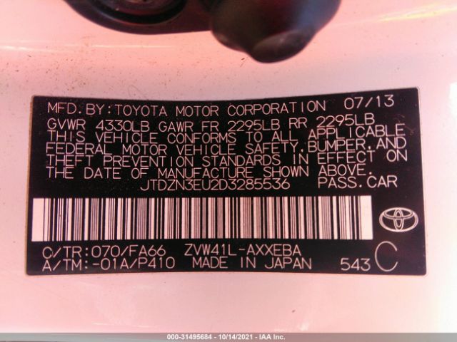 Photo 8 VIN: JTDZN3EU2D3285536 - TOYOTA PRIUS V 