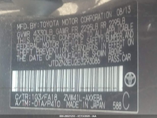 Photo 8 VIN: JTDZN3EU2E3293086 - TOYOTA PRIUS V 