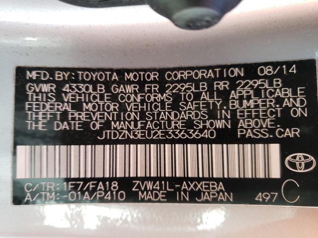 Photo 9 VIN: JTDZN3EU2E3363640 - TOYOTA PRIUS V 