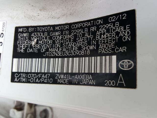 Photo 9 VIN: JTDZN3EU3C3090818 - TOYOTA PRIUS V 