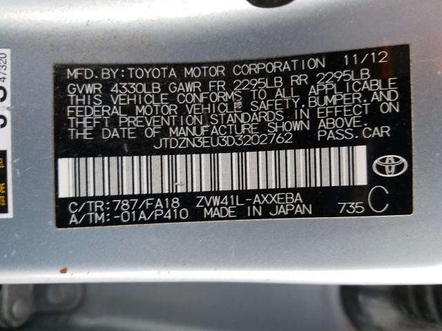 Photo 9 VIN: JTDZN3EU3D3202762 - TOYOTA PRIUS V 