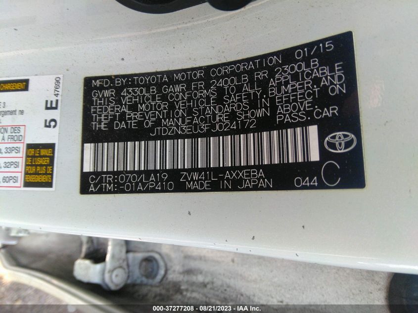 Photo 8 VIN: JTDZN3EU3FJ024172 - TOYOTA PRIUS V (+) 