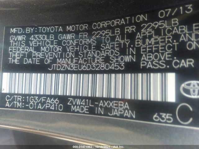 Photo 8 VIN: JTDZN3EU6D3280453 - TOYOTA PRIUS V 