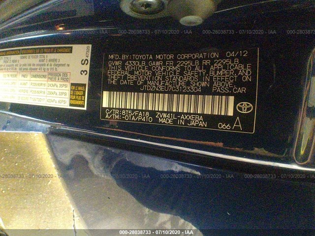 Photo 8 VIN: JTDZN3EU7C3123304 - TOYOTA PRIUS V 