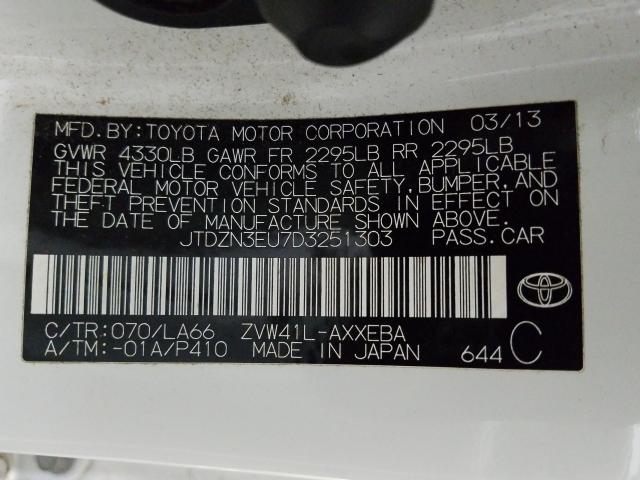 Photo 9 VIN: JTDZN3EU7D3251303 - TOYOTA PRIUS V 