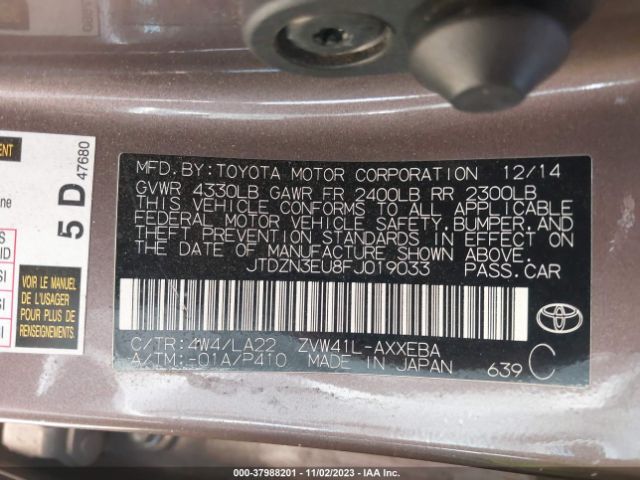 Photo 8 VIN: JTDZN3EU8FJ019033 - TOYOTA PRIUS V 