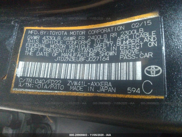 Photo 8 VIN: JTDZN3EU8FJ027164 - TOYOTA PRIUS V 