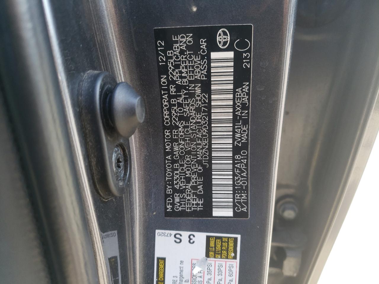 Photo 11 VIN: JTDZN3EU9D3217122 - TOYOTA PRIUS 