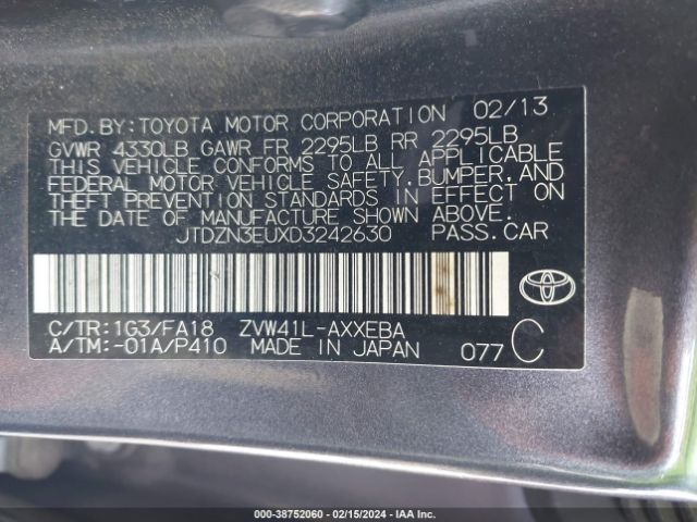 Photo 8 VIN: JTDZN3EUXD3242630 - TOYOTA PRIUS V 