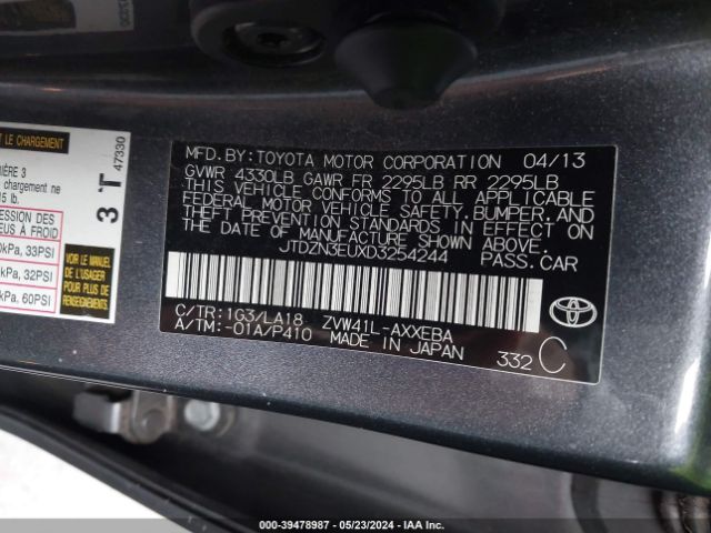 Photo 8 VIN: JTDZN3EUXD3254244 - TOYOTA PRIUS V 