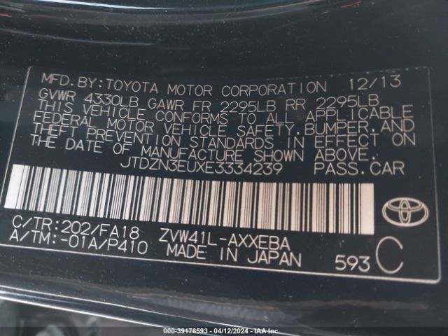 Photo 8 VIN: JTDZN3EUXE3334239 - TOYOTA PRIUS V 