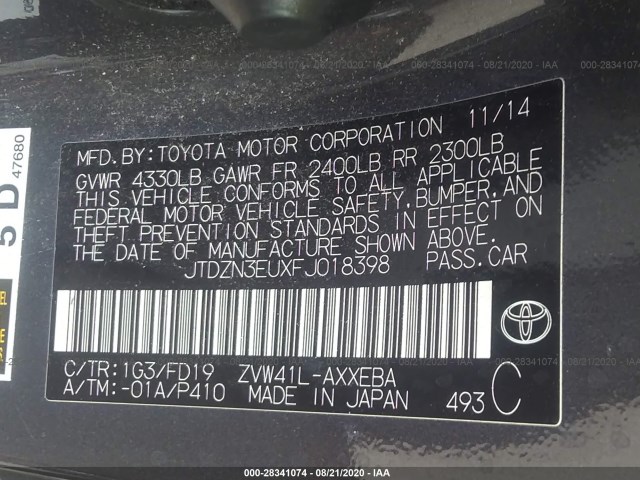 Photo 8 VIN: JTDZN3EUXFJ018398 - TOYOTA PRIUS V 