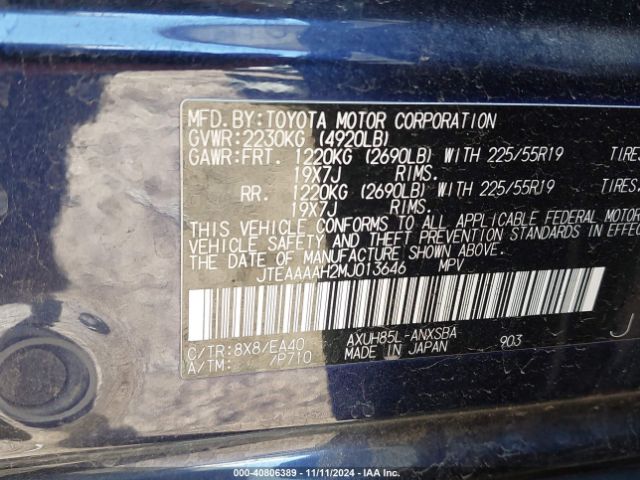 Photo 8 VIN: JTEAAAAH2MJ013646 - TOYOTA VENZA 