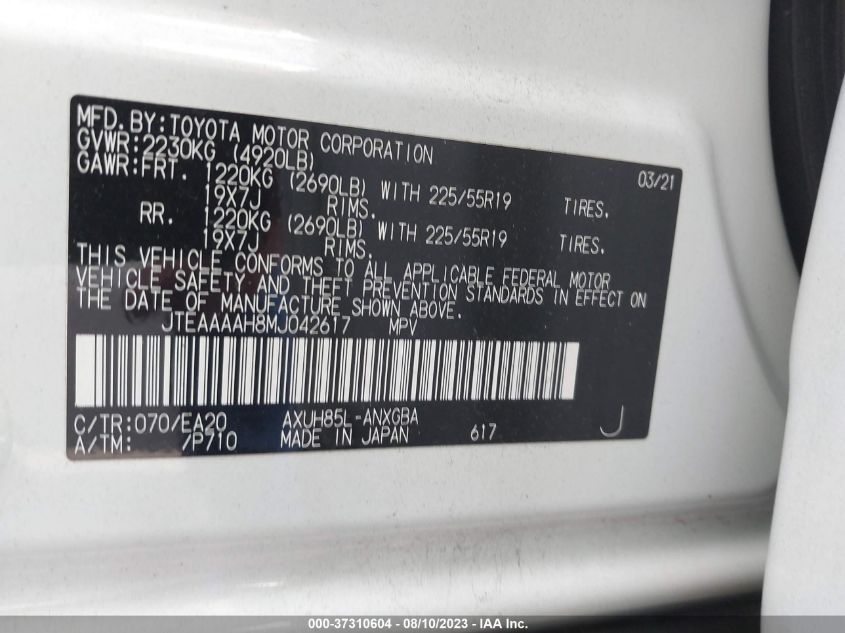 Photo 8 VIN: JTEAAAAH8MJ042617 - TOYOTA VENZA 