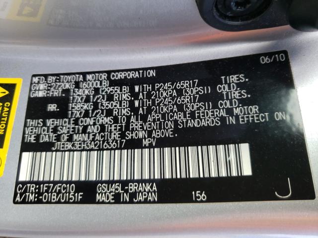 Photo 9 VIN: JTEBK3EH3A2163617 - TOYOTA HIGHLANDER 