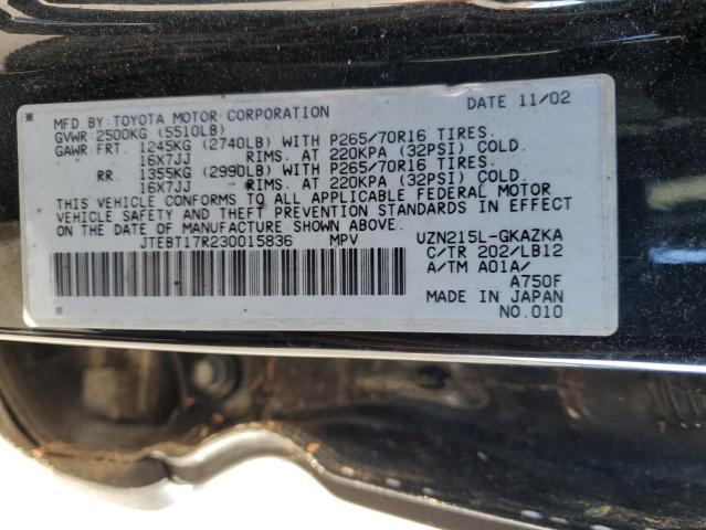 Photo 12 VIN: JTEBT17R230015836 - TOYOTA 4RUNNER LI 