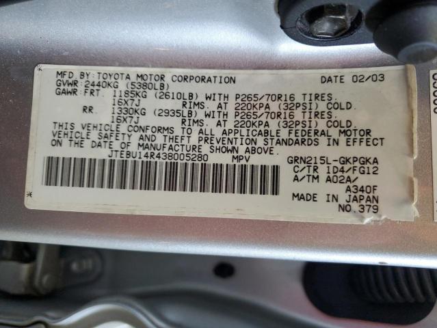 Photo 12 VIN: JTEBU14R438005280 - TOYOTA 4RUNNER SR 