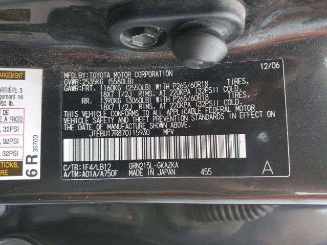 Photo 11 VIN: JTEBU17R870115930 - TOYOTA 4RUNNER LI 