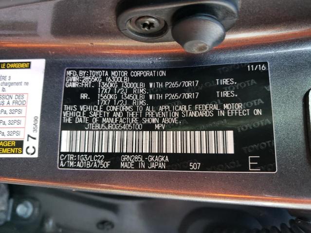 Photo 12 VIN: JTEBU5JR0G5405100 - TOYOTA 4RUNNER SR 