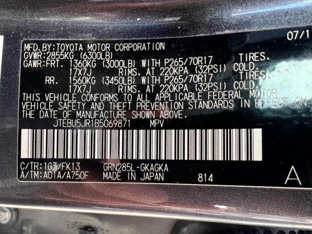 Photo 12 VIN: JTEBU5JR1B5069871 - TOYOTA 4RUNNER SR 