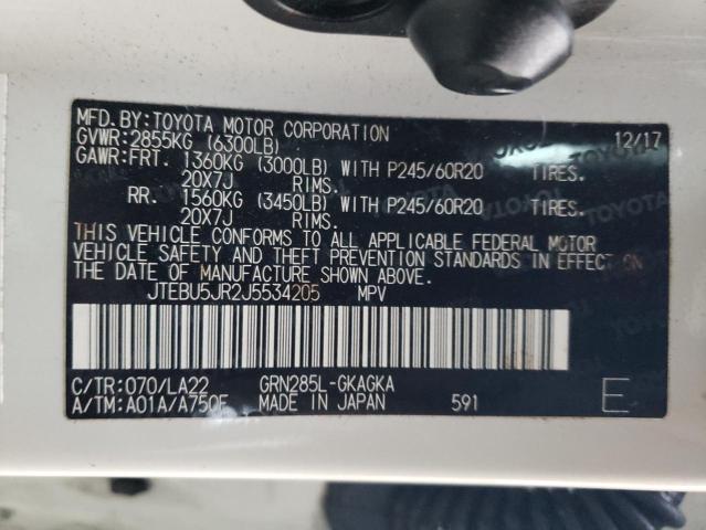 Photo 12 VIN: JTEBU5JR2J5534205 - TOYOTA 4RUNNER SR 