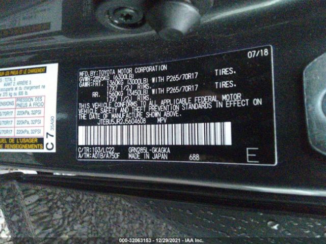 Photo 8 VIN: JTEBU5JR2J5604608 - TOYOTA 4RUNNER 