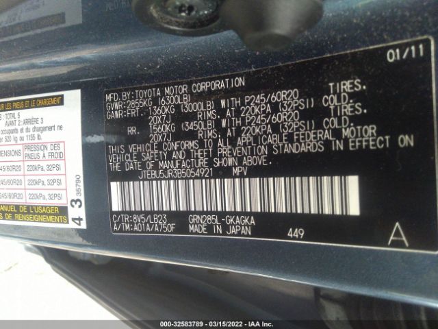 Photo 8 VIN: JTEBU5JR3B5054921 - TOYOTA 4RUNNER 