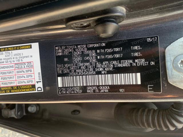 Photo 11 VIN: JTEBU5JR3H5458858 - TOYOTA 4RUNNER 