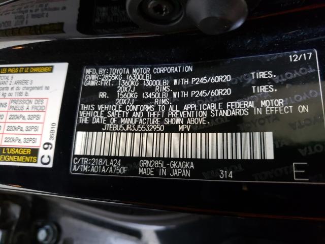 Photo 9 VIN: JTEBU5JR3J5532950 - TOYOTA 4RUNNER SR 