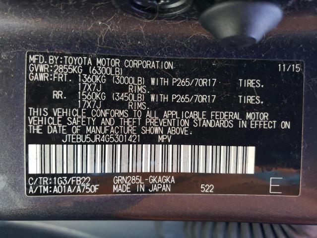 Photo 12 VIN: JTEBU5JR4G5301421 - TOYOTA 4RUNNER SR 