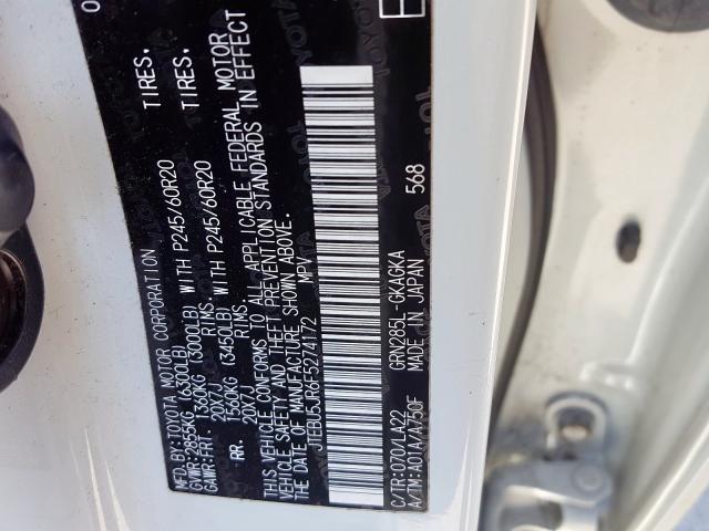 Photo 9 VIN: JTEBU5JR6F5274172 - TOYOTA 4RUNNER SR 