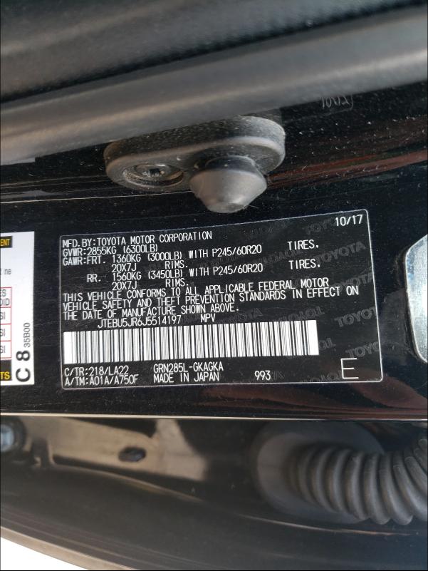 Photo 9 VIN: JTEBU5JR6J5514197 - TOYOTA 4RUNNER SR 