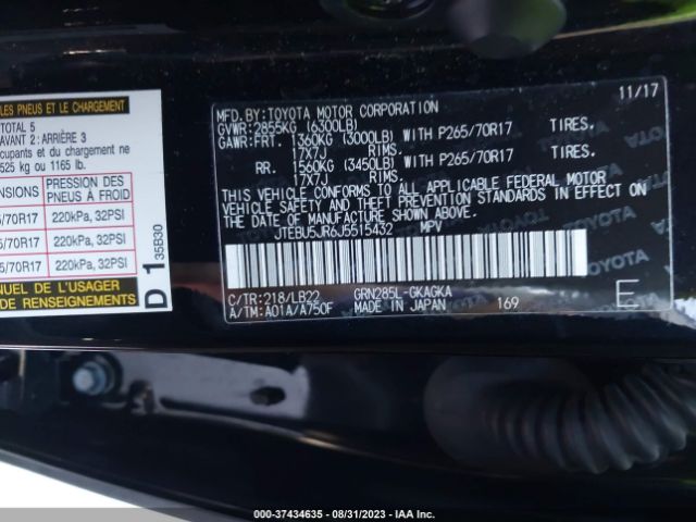 Photo 8 VIN: JTEBU5JR6J5515432 - TOYOTA 4RUNNER 