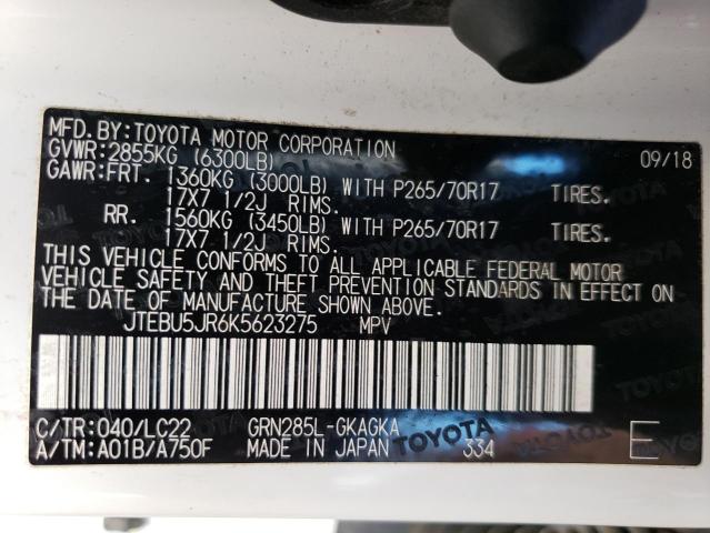 Photo 13 VIN: JTEBU5JR6K5623275 - TOYOTA 4RUNNER SR 