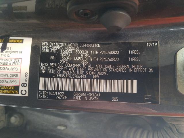 Photo 9 VIN: JTEBU5JR7L5786440 - TOYOTA 4RUNNER SR 